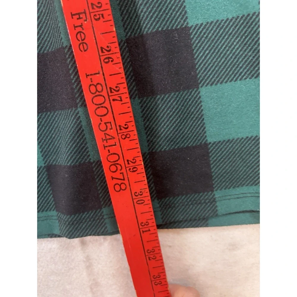 Woman Within 1X Buffalo Plaid Check Shirt Half Button Green/Black Long Sleeve